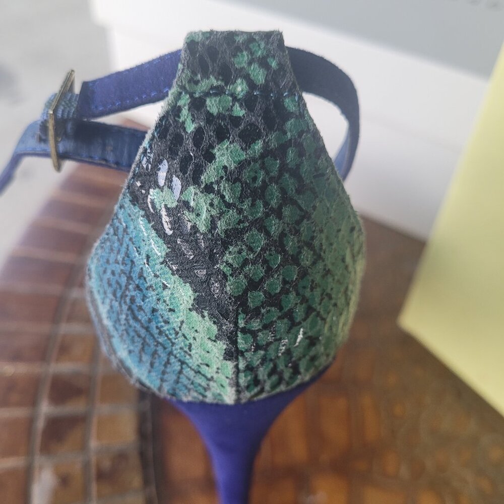 Lilian Blue Suede and Snake Print Stilettos